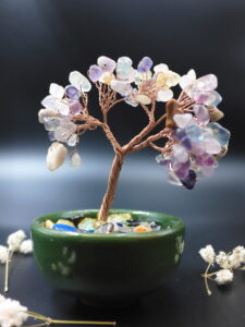Rainbow Gemstone Crystal Bonsai Tree | Multi-Stone Healing Wish Tree