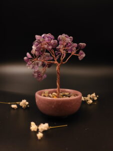 Amethyst Crystal Bonsai Tree | Purple Spiritual Protection & Third Eye Healing Wish Tree