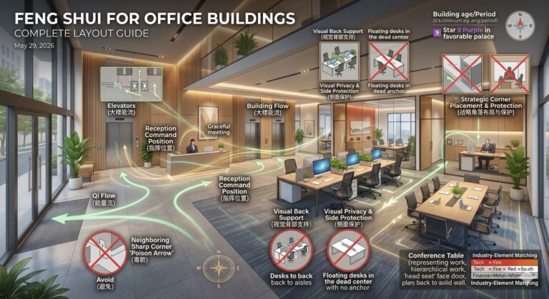 Feng Shui for Office Buildings: Lobby, Elevator, Suite Layout & Reception Desk Rules